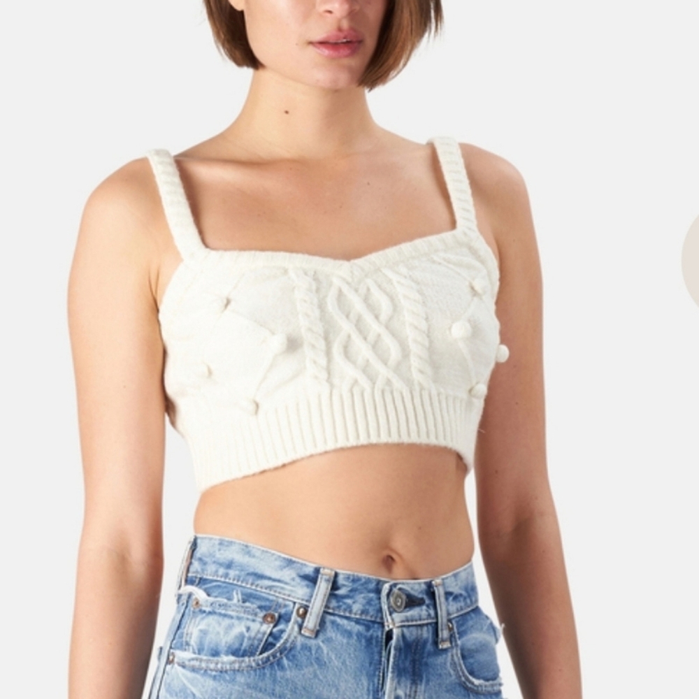 For Love And Lemons Cream Florentina Sweater Knit Tank Top Size XL